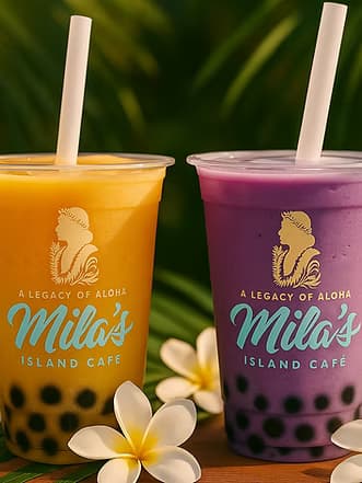 Island-inspired dessert presentation